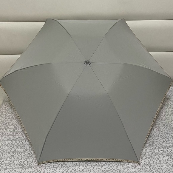 Fendi Accessories - Fendi Light Gray Designer Folding Umbrella